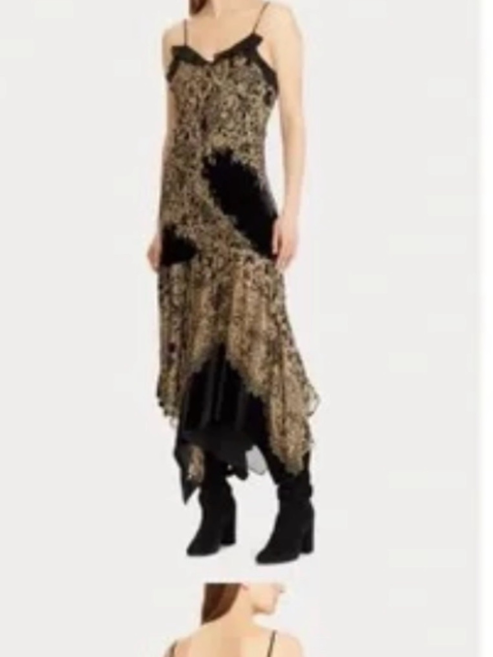 Polo Ralph Lauren Black and Tan Slip dress/gown